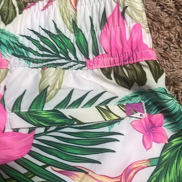 Hurley Women's Tropical Floral Athletic Shorts - Pink and Green - Picture 5 of 6